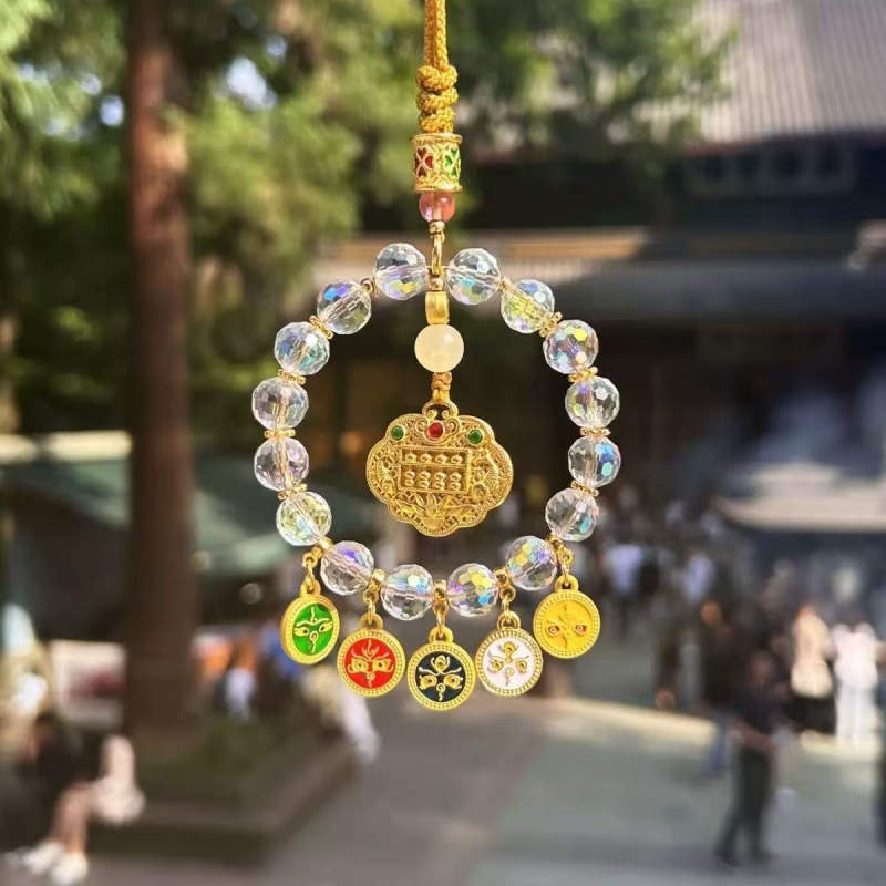 Kristályos autó visszapillantó tükör medál, Öt Pénzisten, modern stílus, belső dekoráció autóhoz