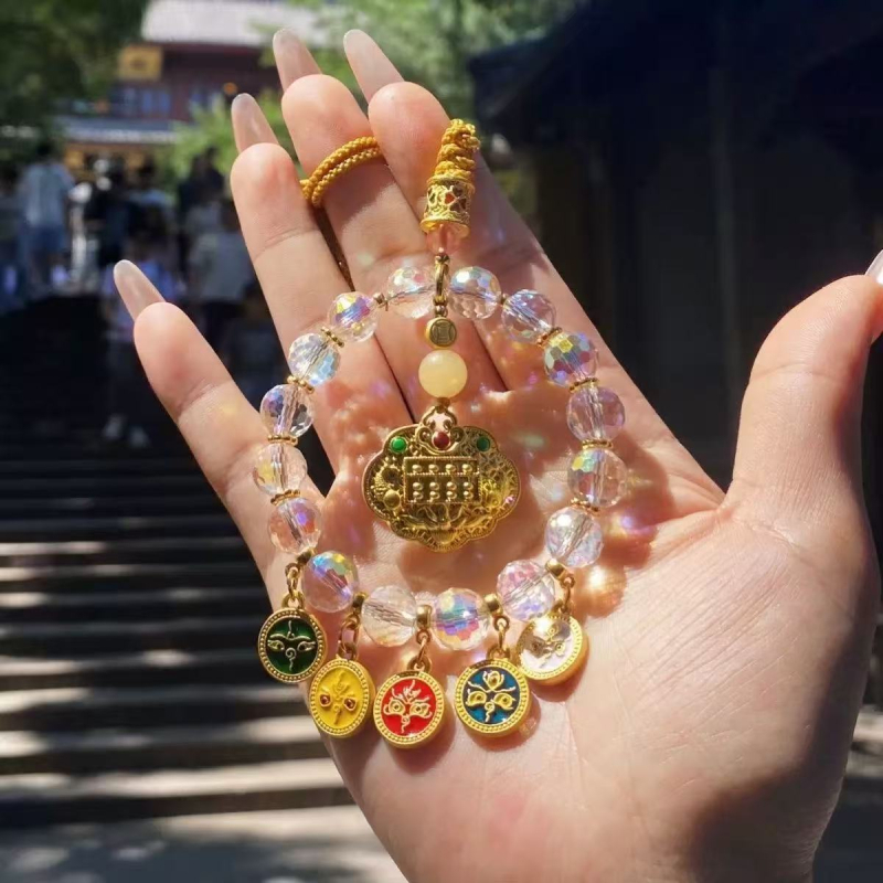 Kristályos autó visszapillantó tükör medál, Öt Pénzisten, modern stílus, belső dekoráció autóhoz