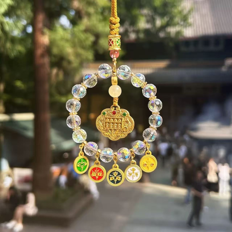 Kristályos autó visszapillantó tükör medál, Öt Pénzisten, modern stílus, belső dekoráció autóhoz