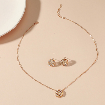 Set nakita: legura, Rhinestone privjesak, lanac u obliku vala, naušnice + ogrlica, valoviti uzorak, ženski retro stil