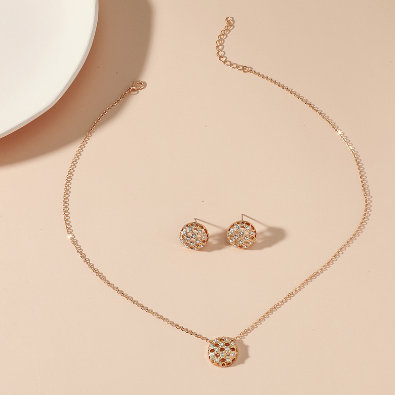 Set nakita: legura, Rhinestone privjesak, lanac u obliku vala, naušnice + ogrlica, valoviti uzorak, ženski retro stil