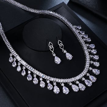 Metalni set nakita (naušnice + ogrlica) s miješanim kamenjem, biljni cvjetni uzorak, stil književno-retro