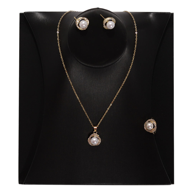 Set bisernog uzorka: naušnice, ogrlica i ručni komad nakita – legura, privjesci s perlama, lanac u stilu vala vode, sfere bisera, svjež i sladak stil