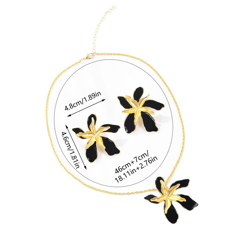 Set nakita: ogrlica i naušnice s 3D laticama u Hepburn stilu; materijal: staklo/lapis lazuli; obradba: elektroplating; paket: naušnice + ogrlica; materijal privjeska: legura