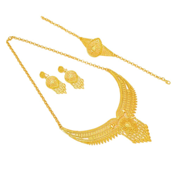 Ženski set nakita: legura, lanac s vodnim valovima, privjesak od legure, uzorak: križ/kruna/romejski brojevi; uključuje ogrlicu, naušnice i dodatke za ruku; lagani luksuzni stil, moderan gradski stil