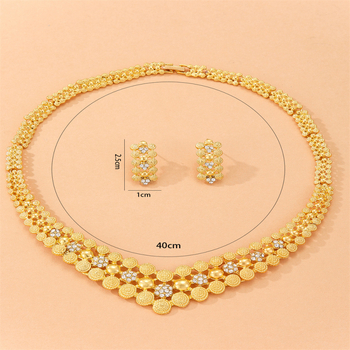 Set ogrlice i naušnica od legure, pozlaćeni završni sloj, običan lanac, ženski modni nakit