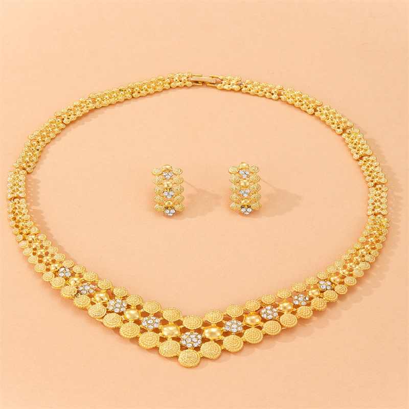 Set ogrlice i naušnica od legure, pozlaćeni završni sloj, običan lanac, ženski modni nakit