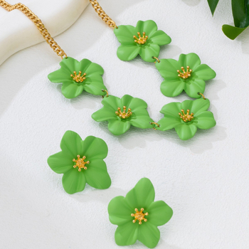 Set naušnica i ogrlice s dizajnom plumerije, nakit od legure, privjesak u obliku bisera, elektroplatiranje