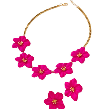 Set naušnica i ogrlice s dizajnom plumerije, nakit od legure, privjesak u obliku bisera, elektroplatiranje