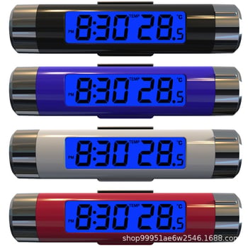 Digitalni auto sat s pozadinskim osvjetljenjem i prikazom temperature, mini automobilni sat