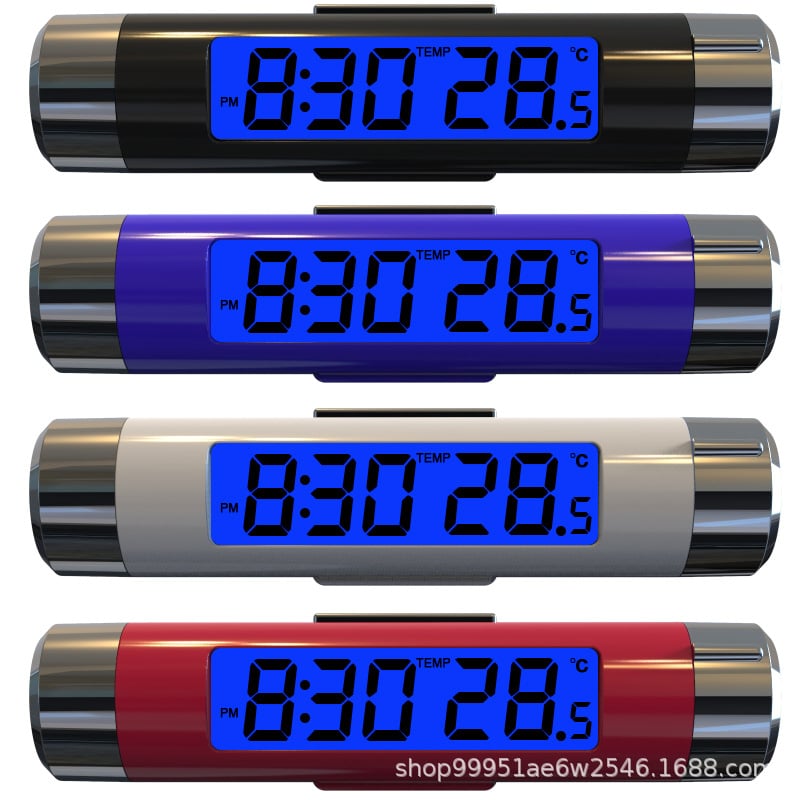 Digitalni auto sat s pozadinskim osvjetljenjem i prikazom temperature, mini automobilni sat