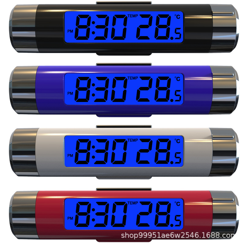 Digitalni auto sat s pozadinskim osvjetljenjem i prikazom temperature, mini automobilni sat