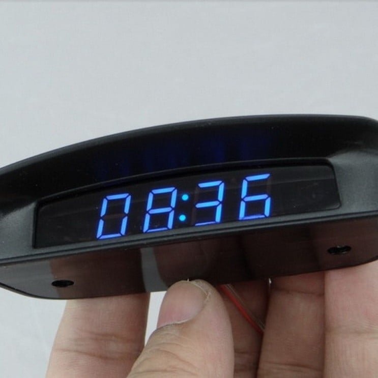 Автомобилен електронен часовник с нощно осветление, вътрешен термометър и волтметър — ABS, произход Shenzhen, радиален тип, електронен измервател на температура и влажност, марка polarlander