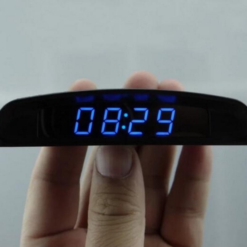 Автомобилен електронен часовник с нощно осветление, вътрешен термометър и волтметър — ABS, произход Shenzhen, радиален тип, електронен измервател на температура и влажност, марка polarlander