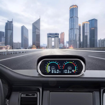 12V-24V Autó- és teherautó víz hőmérséklet mérő és voltmérő – digitális kijelző, műanyag mérőegység + fém szenzor, radiális típus