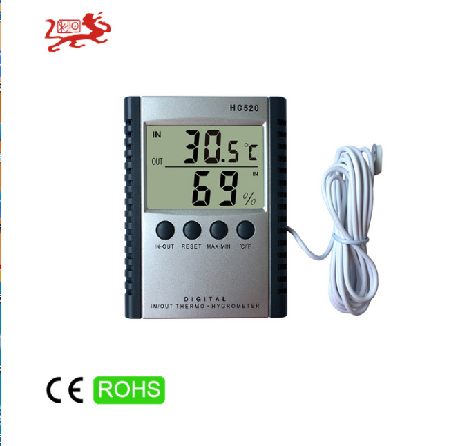 HC520 измервател на температура и влажност с цифров дисплей, вътрешно/външно приложение, диапазон -50°C до 70°C, биметален термометър