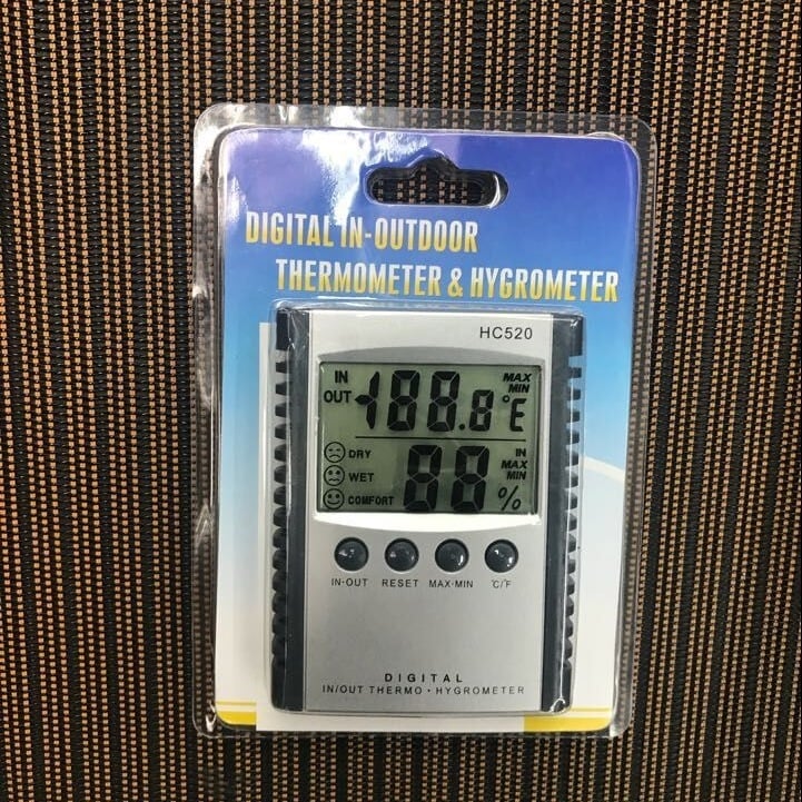 HC520 измервател на температура и влажност с цифров дисплей, вътрешно/външно приложение, диапазон -50°C до 70°C, биметален термометър