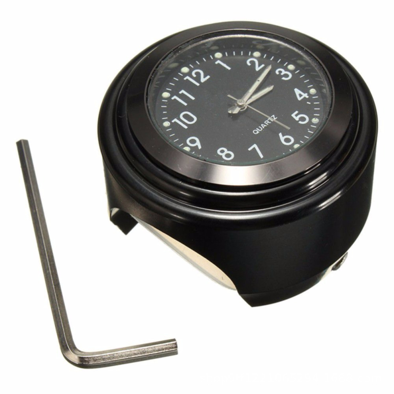 Motocikla kvarca pulkstenis ar alumīnija sakausējuma stūres stiprinājumu, putekļu izturīgs, spilgts displejs, universāla saderība ar visiem motocikliem