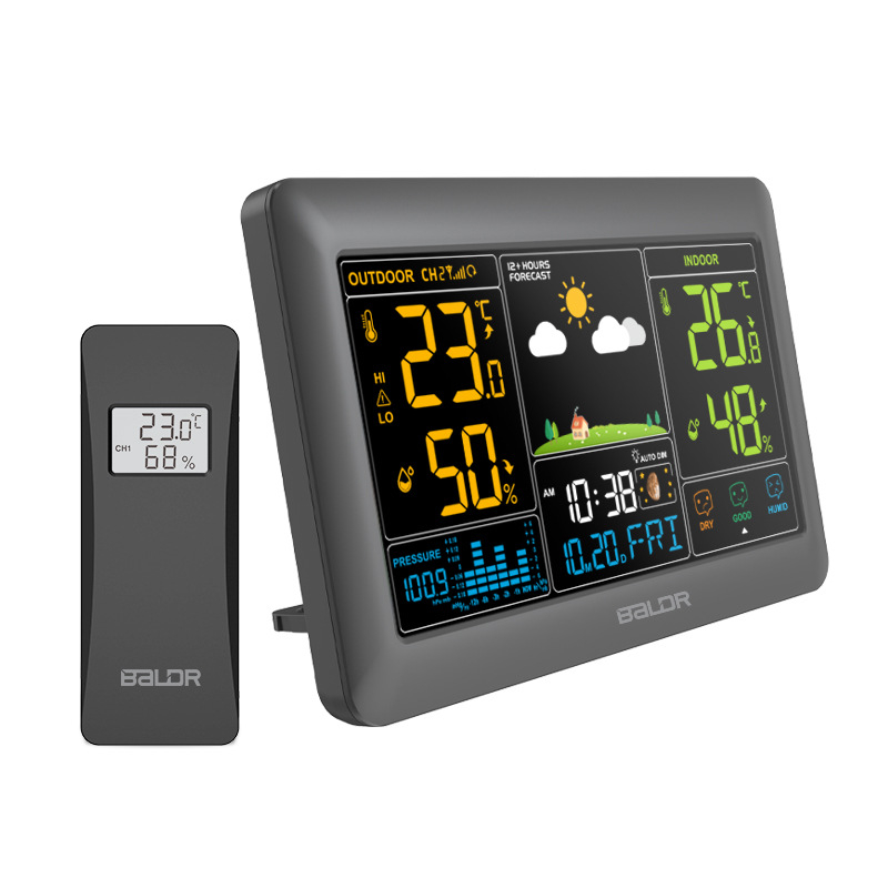 BALDR метеорологична станция E0388WST2H2PR-V4 - измерва температура и влажност, часовник за прогнозата на времето