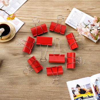 Vörös iratklipszek dokumentumokhoz, dobozos irodai kellékek, fémből, kód P16-6, Moguo cultural creation