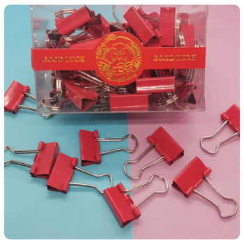 Vörös iratklipszek dokumentumokhoz, dobozos irodai kellékek, fémből, kód P16-6, Moguo cultural creation