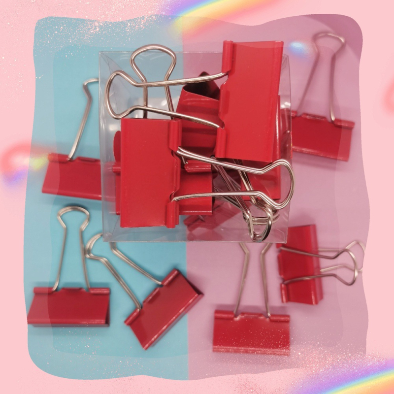 Vörös iratklipszek dokumentumokhoz, dobozos irodai kellékek, fémből, kód P16-6, Moguo cultural creation