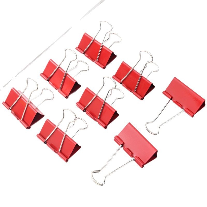 Vörös iratklipszek dokumentumokhoz, dobozos irodai kellékek, fémből, kód P16-6, Moguo cultural creation
