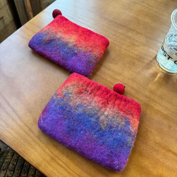 Érmékhez való pénztárca gyapjúfilcből, egyszínű, uniszex, városi minimalizmus, poliészter belső