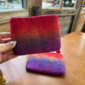 Érmékhez való pénztárca gyapjúfilcből, egyszínű, uniszex, városi minimalizmus, poliészter belső