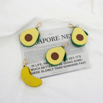 Érmés pénztárca banán mintával, PU anyag, uniszex, friss és édes stílus