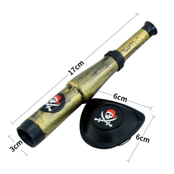 Пиратски реквизит за Хелоуин – пластмасов комплект за грим и костюм, изработен чрез инжекционно формоване, включва играчки нож, компас, карта и телескоп