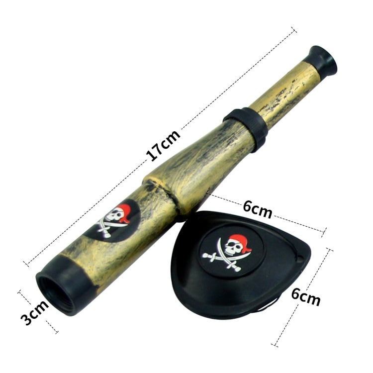 Пиратски реквизит за Хелоуин – пластмасов комплект за грим и костюм, изработен чрез инжекционно формоване, включва играчки нож, компас, карта и телескоп