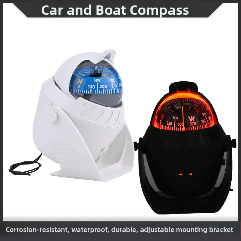 Tengeri gömbkompassz LED-del, 12V éjszakai navigációhoz, magas precizitás