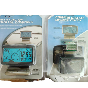 Autós iránytű kültéri használatra, nagy pontosságú, többfunkciós idő- és hőmérséklet funkciókkal, műanyag kivitel