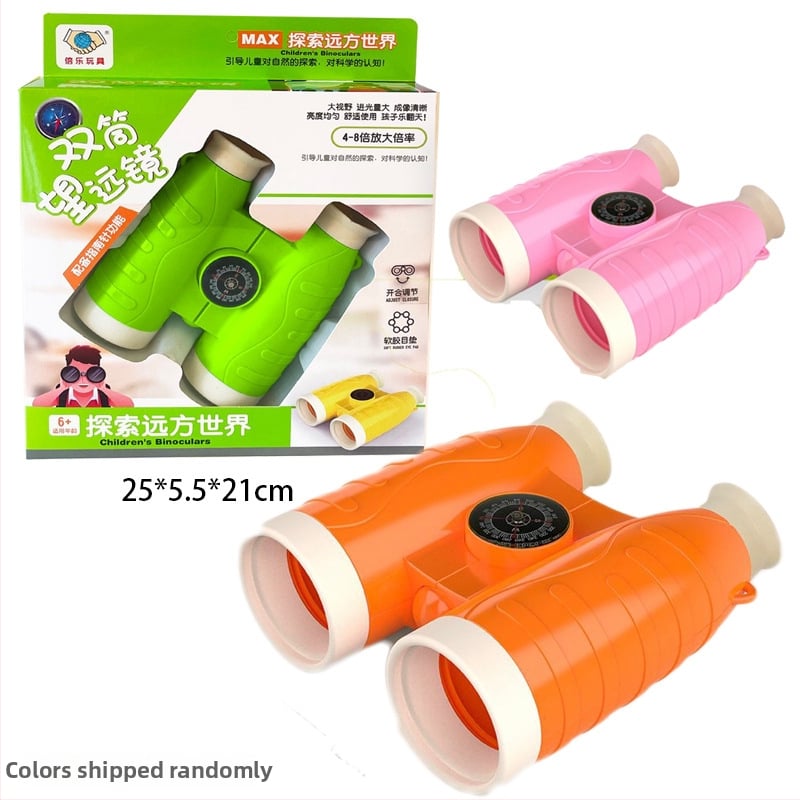 Laste binokli teleskoop kompassiga väliseksploratsioonideks, plastmassist, vanus 4–6 aastat