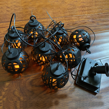 Εξωτερικό LED ηλιακό σκοινί φωτισμού με φλογερές σφαίρες για κήπο και μπαλκόνι – IP55, 0.8W, 2.4V, 6–12h