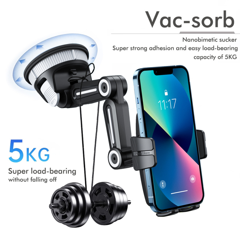 Персонализиран държач за телефон за автомобил, универсален, с вакуумно закрепване към предното стъкло и монтаж към централна конзола, 335 g