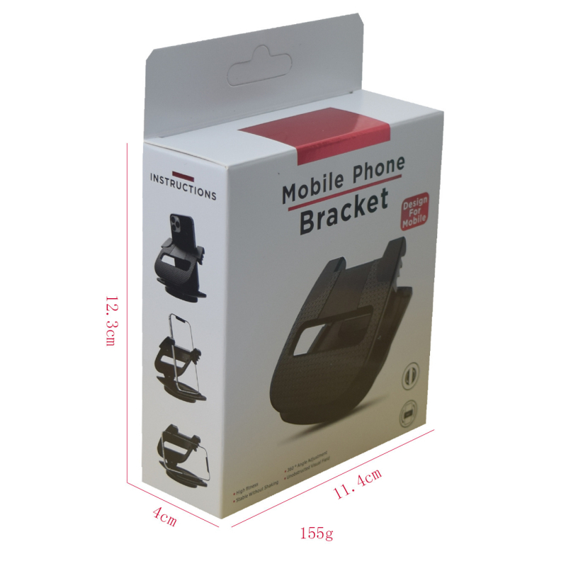 Държач за телефон за кола с голяма щипка, въртене на 360°, вакуумно монтиране, универсален за таблото на автомобила (инструментален панел), минималистичен стил, възможност за персонализация