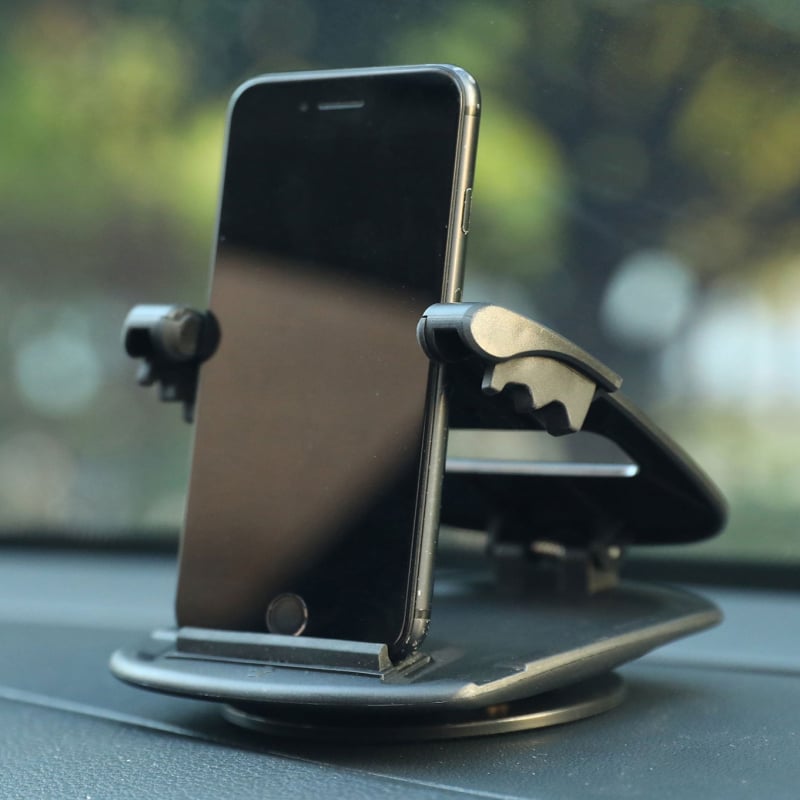 Държач за телефон за кола с голяма щипка, въртене на 360°, вакуумно монтиране, универсален за таблото на автомобила (инструментален панел), минималистичен стил, възможност за персонализация