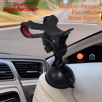 Автомобилен държател за телефон със двойна щипка и малка вакуумна присоска, за предно стъкло, 7,5W зареждане