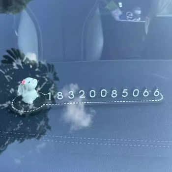 Autó ideiglenes parkoló tábla aranyos nyuszi és virágos dizájnnal, műanyag, Modell 1, Cartoon stílus