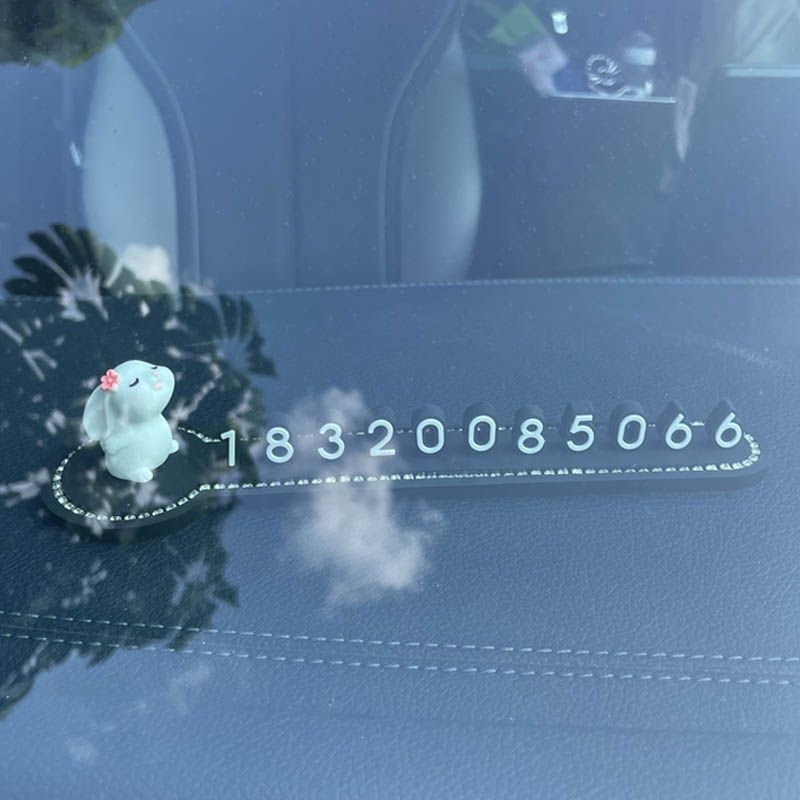 Autó ideiglenes parkoló tábla aranyos nyuszi és virágos dizájnnal, műanyag, Modell 1, Cartoon stílus