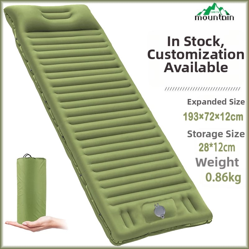 Kültéri felfújható ágy húzóhevederrel; hordozható kemping- és autóhasználatra alkalmas levegő matrac; tömeg 0,86 kg; maximális terhelés 200 kg; felső felület 40D nylon TPU