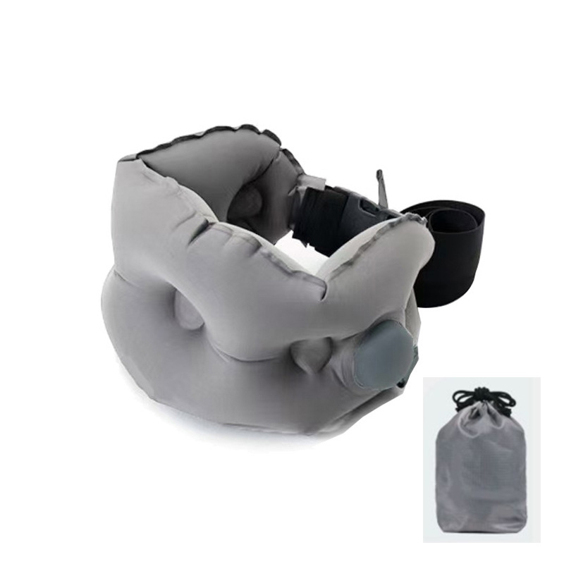 Ceļojumu kakla un vidukļa spilvens — piepūšams, viegls, pārnēsājams no elastīga TPU auduma (Materiāls: elastīgs TPU audums; Svars: 120 g; Pielāgojams)