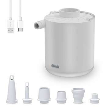 Beépített akkumulátorral és világítással rendelkező elektromos levegőpumpa kültéri felfújható tárgyakhoz (felfújható matrac, úszógyűrű) – ABS műanyag, 5V, 2A, legfeljebb 80W, légáramlás >70 L/min