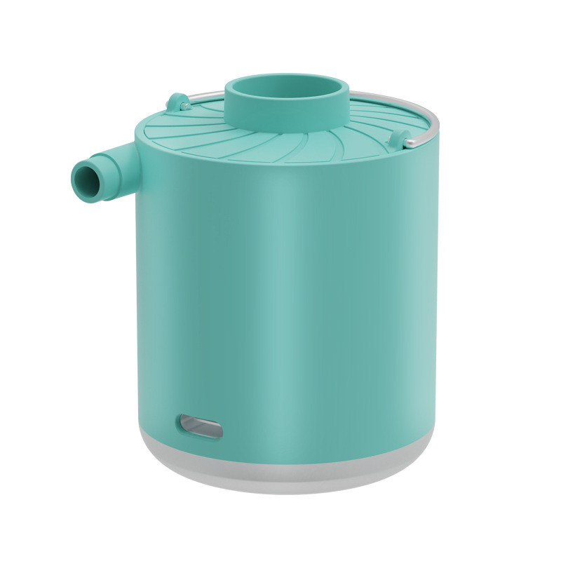 Beépített akkumulátorral és világítással rendelkező elektromos levegőpumpa kültéri felfújható tárgyakhoz (felfújható matrac, úszógyűrű) – ABS műanyag, 5V, 2A, legfeljebb 80W, légáramlás >70 L/min