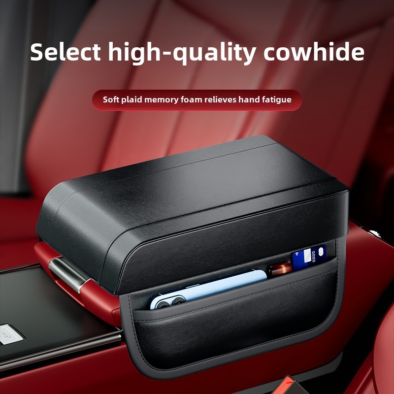 Înălțător universal pentru cotieră auto – suport din piele Kabulun, personalizare disponibilă, incompatibil cu modelele cu boxuri duble pentru cotieră