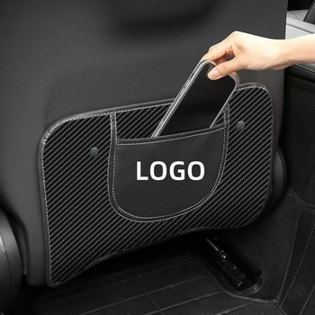 Protecție pentru spatele scaunului auto, potrivire universală, model fibră de carbon, material oțel inoxidabil, imprimare a logo-ului