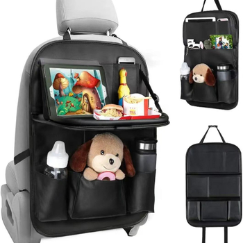 Bőr Autóülés Hátsó Rendező – Játék Zseb és Tablet Állvány