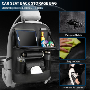 Bőr Autóülés Hátsó Rendező – Játék Zseb és Tablet Állvány